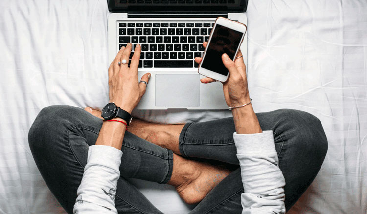 Woman working on laptop